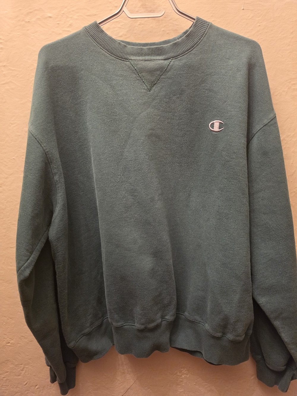Vintage Champion Green Faded Crewneck Sweatshirt Logo Oversized L